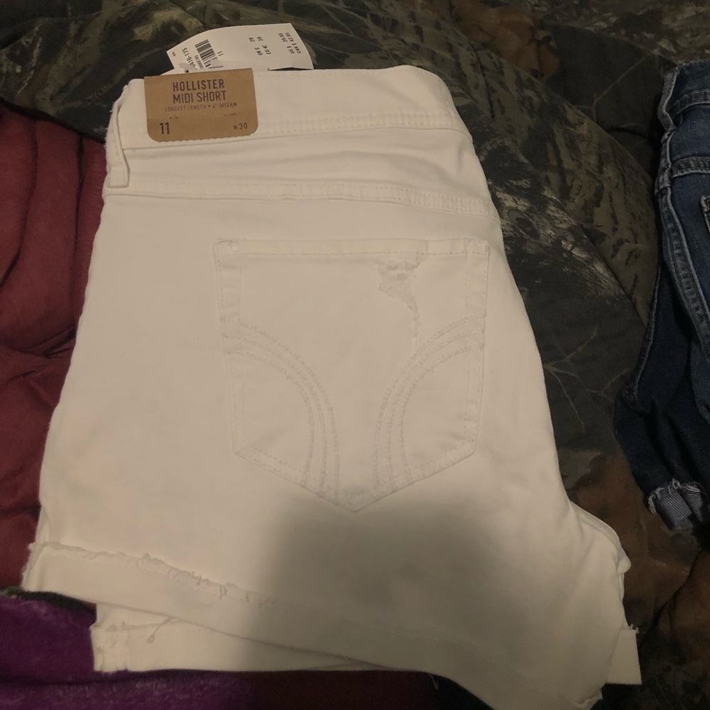 White Hollister Midi Shorts